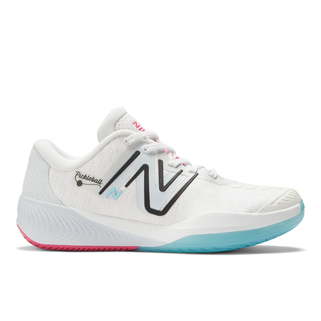 Women's New Balance FuelCell 996v5 Pickleball Color: White with Grey & Team Red 