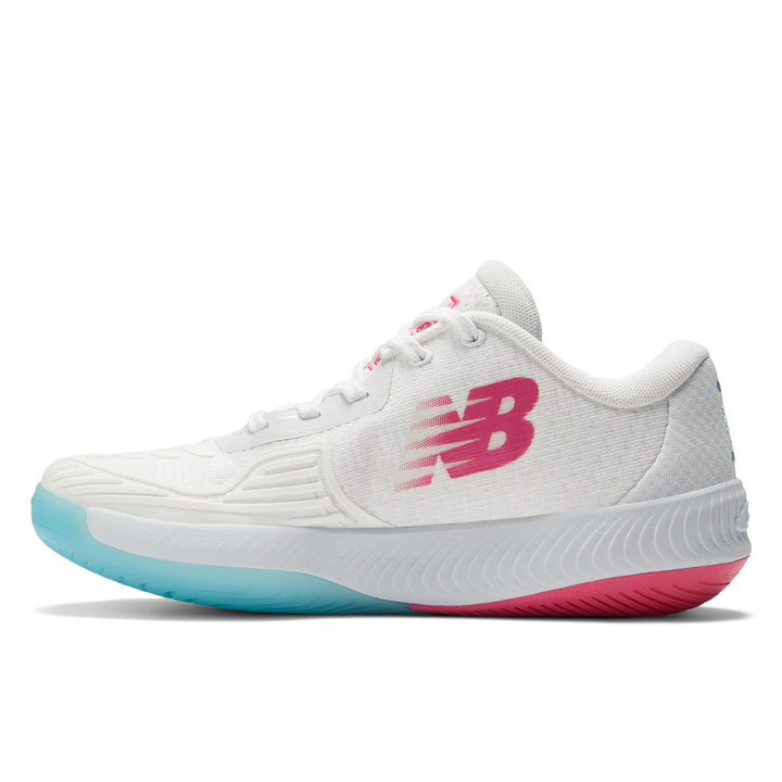 Women's New Balance FuelCell 996v5 Pickleball Color: White with Grey & Team Red 