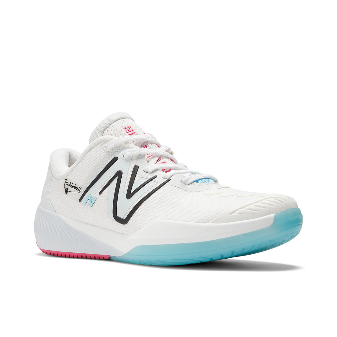 Women's New Balance FuelCell 996v5 Pickleball Color: White with Grey & Team Red 