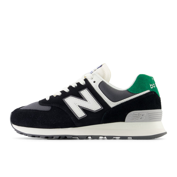 Women's New Balance 574 Color: Black with Castlerock & Classic Pine  6