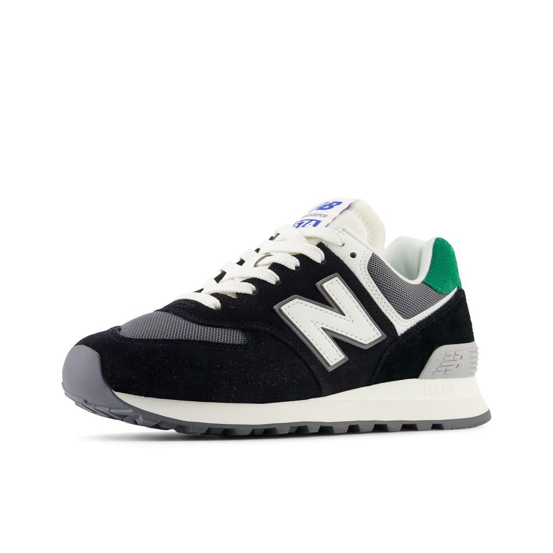 Women's New Balance 574 Color: Black with Castlerock & Classic Pine  8