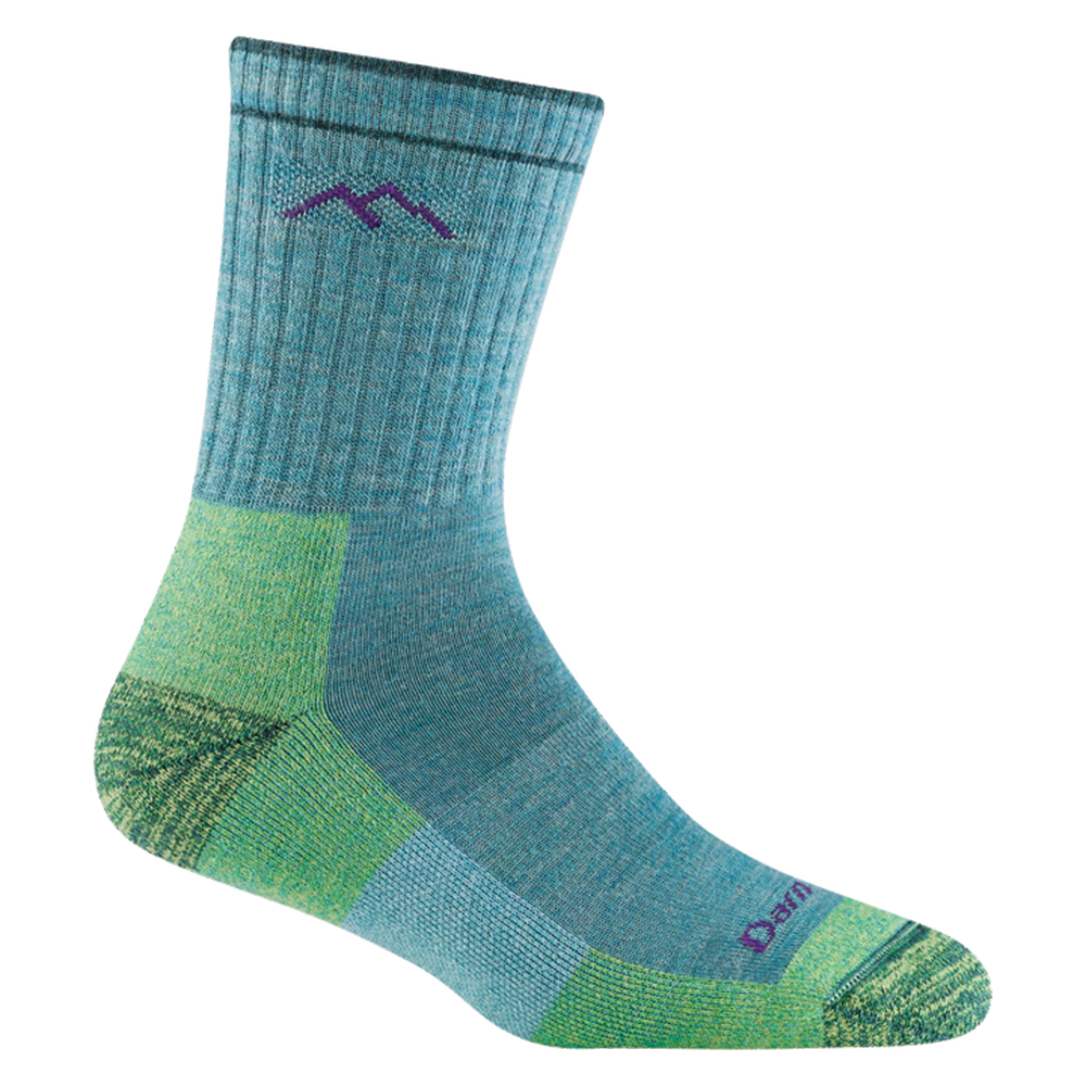 Women's Darn Tough Hiker Micro Crew Midweight Hiking Sock Color: Aqua Heather 