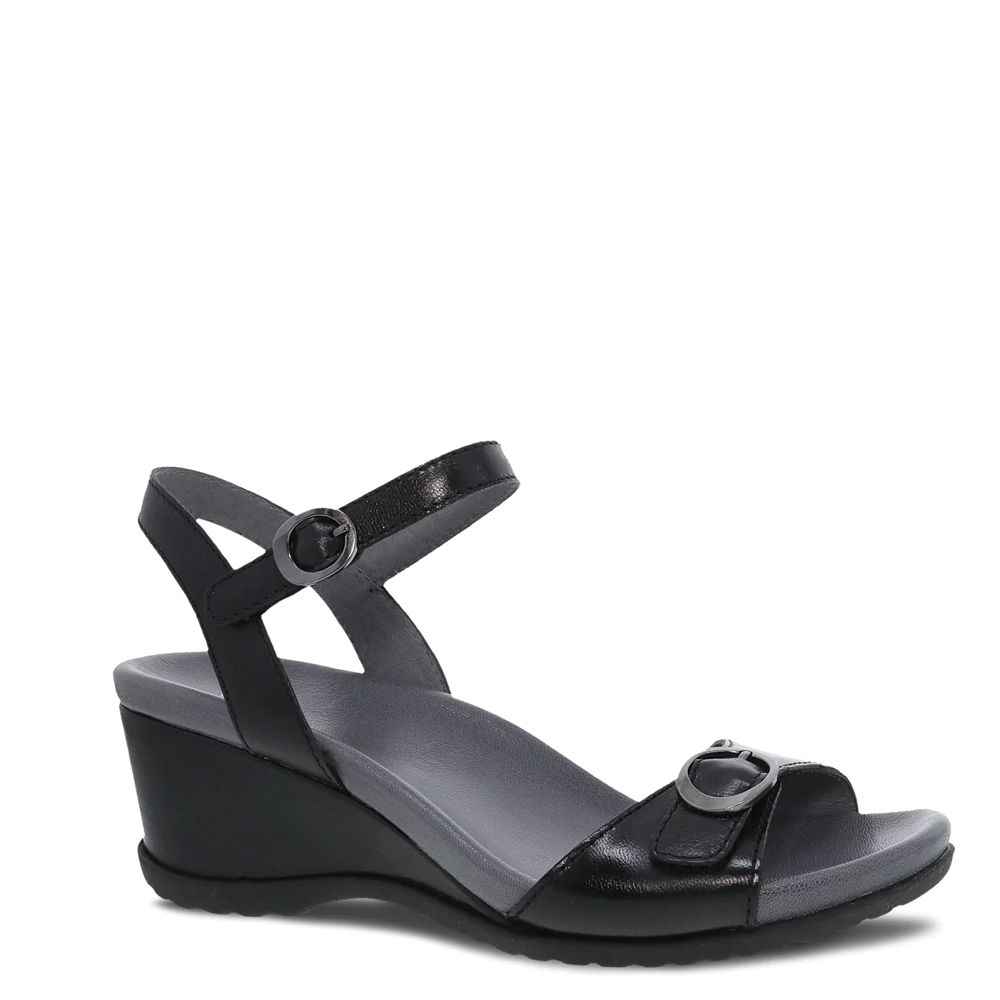 Women's Dansko Arielle Color: Black Glazed Leather Sandal 1