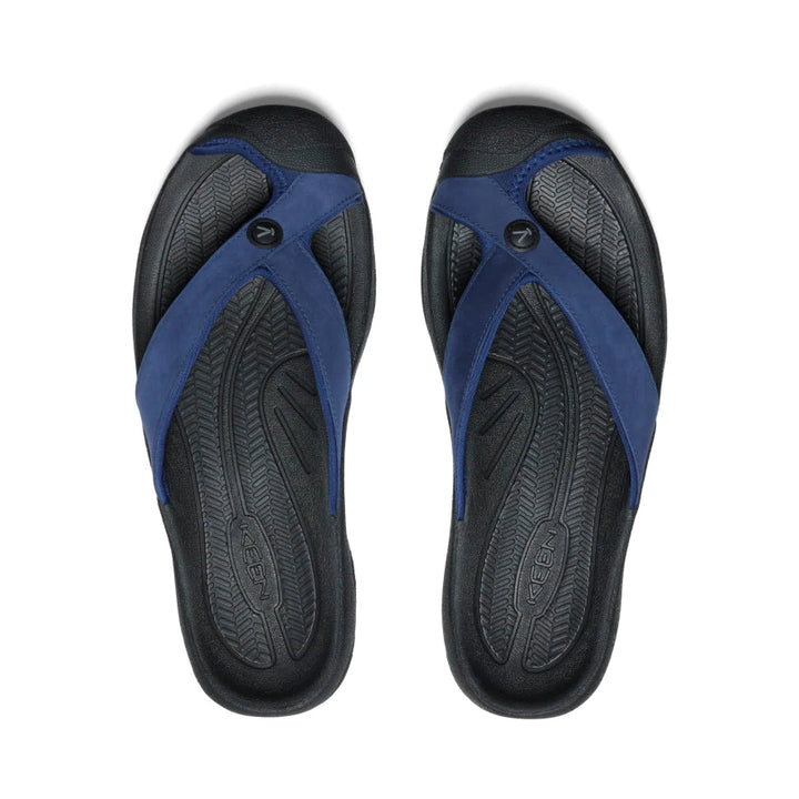 Men's Keen Waimea Leather Flip Flop Color: Naval Academy/Black 5