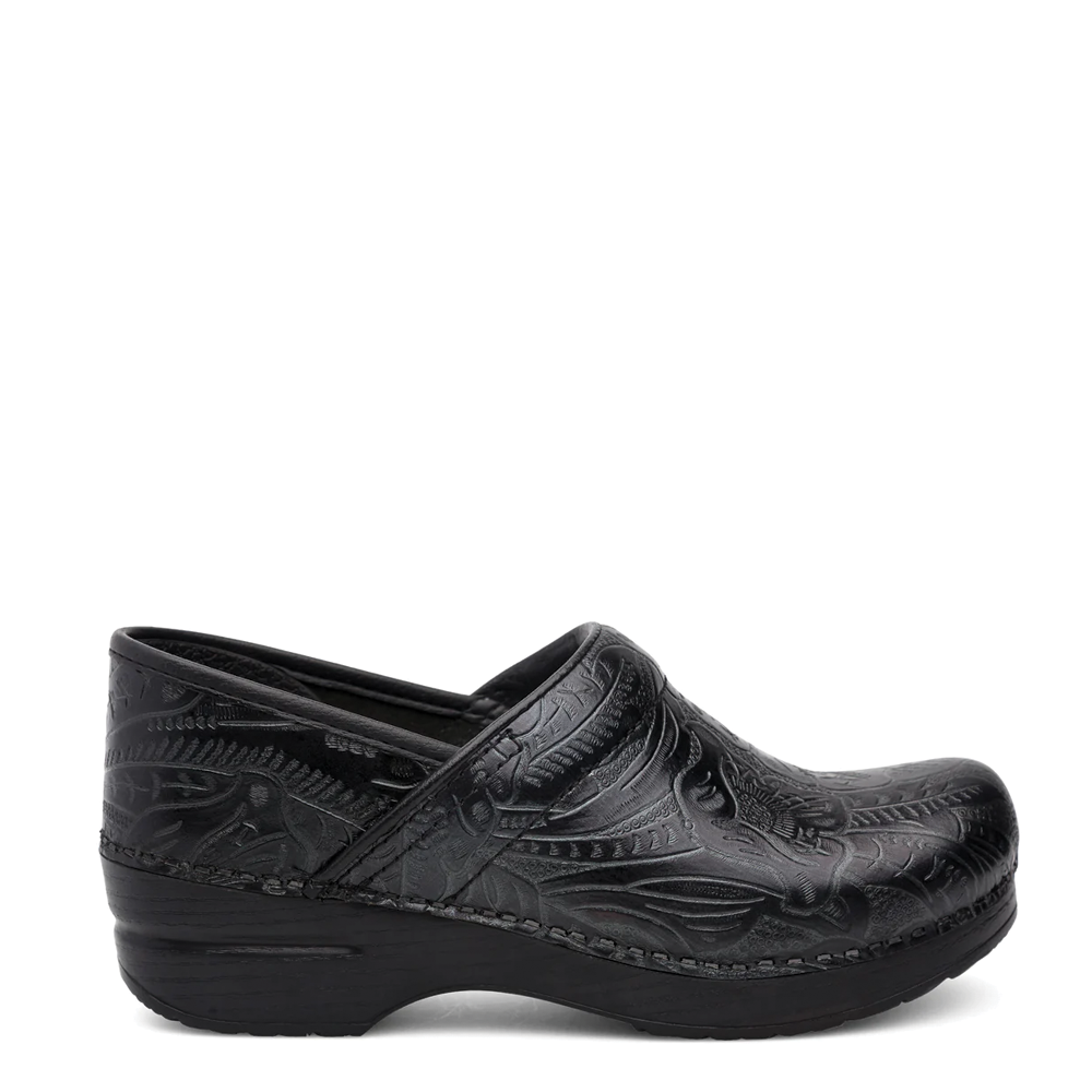 Women's Dansko Professional Clog Color: Black Tooled Leather (WIDE WIDTH)