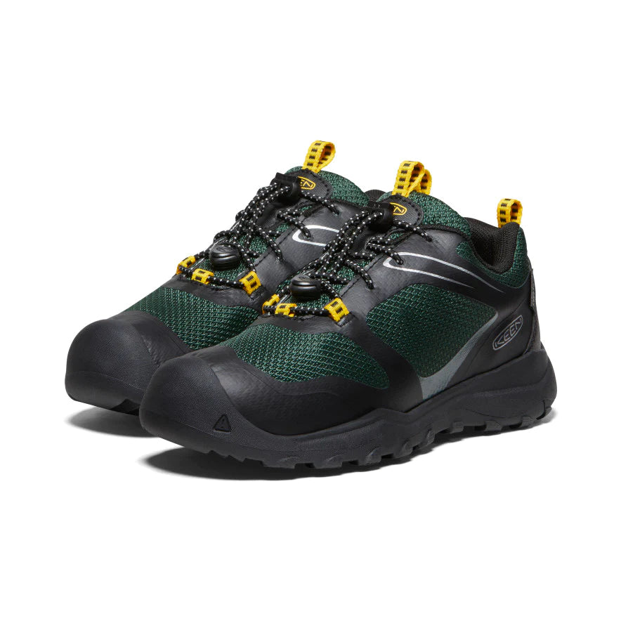 Big Kid's Keen Wanduro Waterproof Shoe Color: Black/ Greener Pastures 