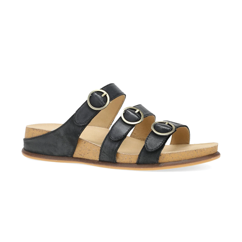 Women's Dansko Campbell Sandal Color: Black Burnished Nappa 1