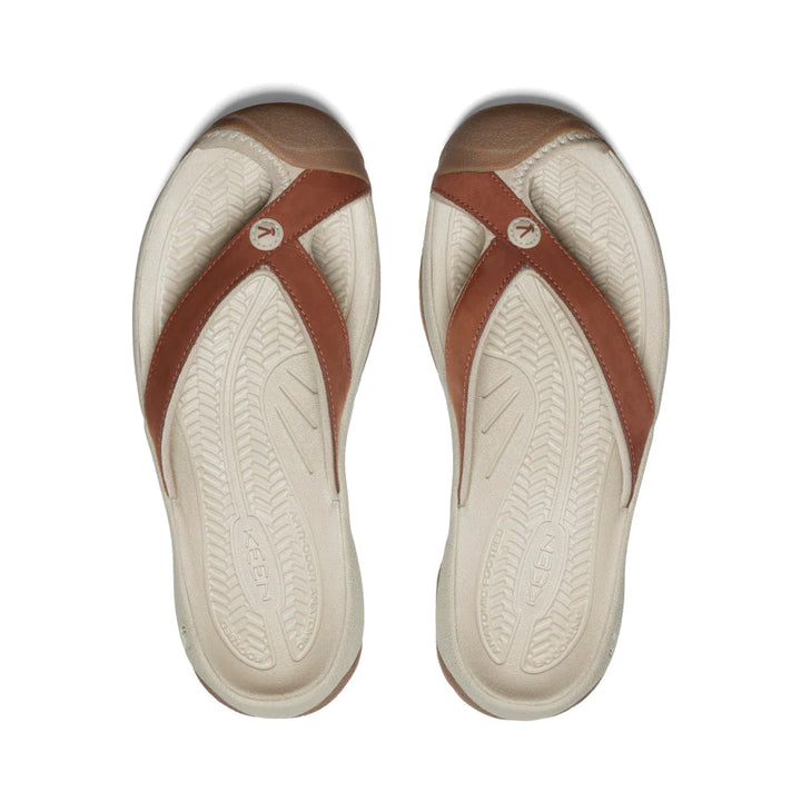 Women's Keen Waimea Leather Flip Flop Color: Sorrel Horse/Plaza Taupe 5