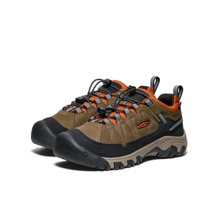 Big Kid's Keen Targhee IV Waterproof Hiking Shoe Color: Dark Olive/Gold Flame 1