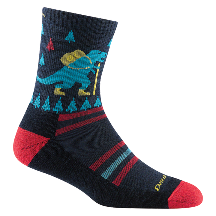 Kid's Darn Tough Ty-Ranger-Saurus Micro Crew Lightweight Hiking Sock Color: Eclipse