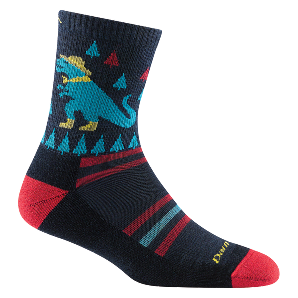 Kid's Darn Tough Ty-Ranger-Saurus Micro Crew Lightweight Hiking Sock Color: Eclipse