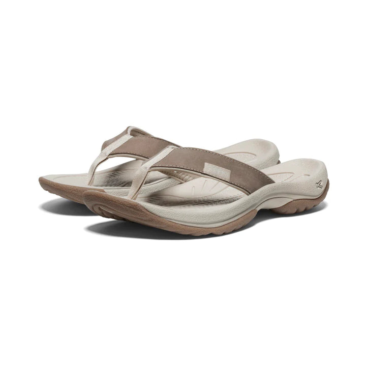 Women's Keen Kona Leather Flip Flop Color: Brindle / Silver Birch  1