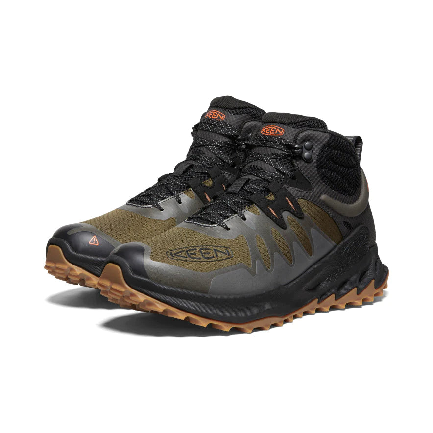 Men's Keen Zionic Waterproof Hiking Boot Color: Dark Olive / Scarlet Ibis 