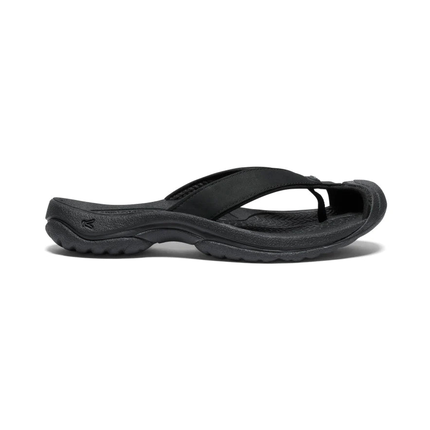  Women's Keen Waimea Leather Flip Flop Color: Black / Black 2