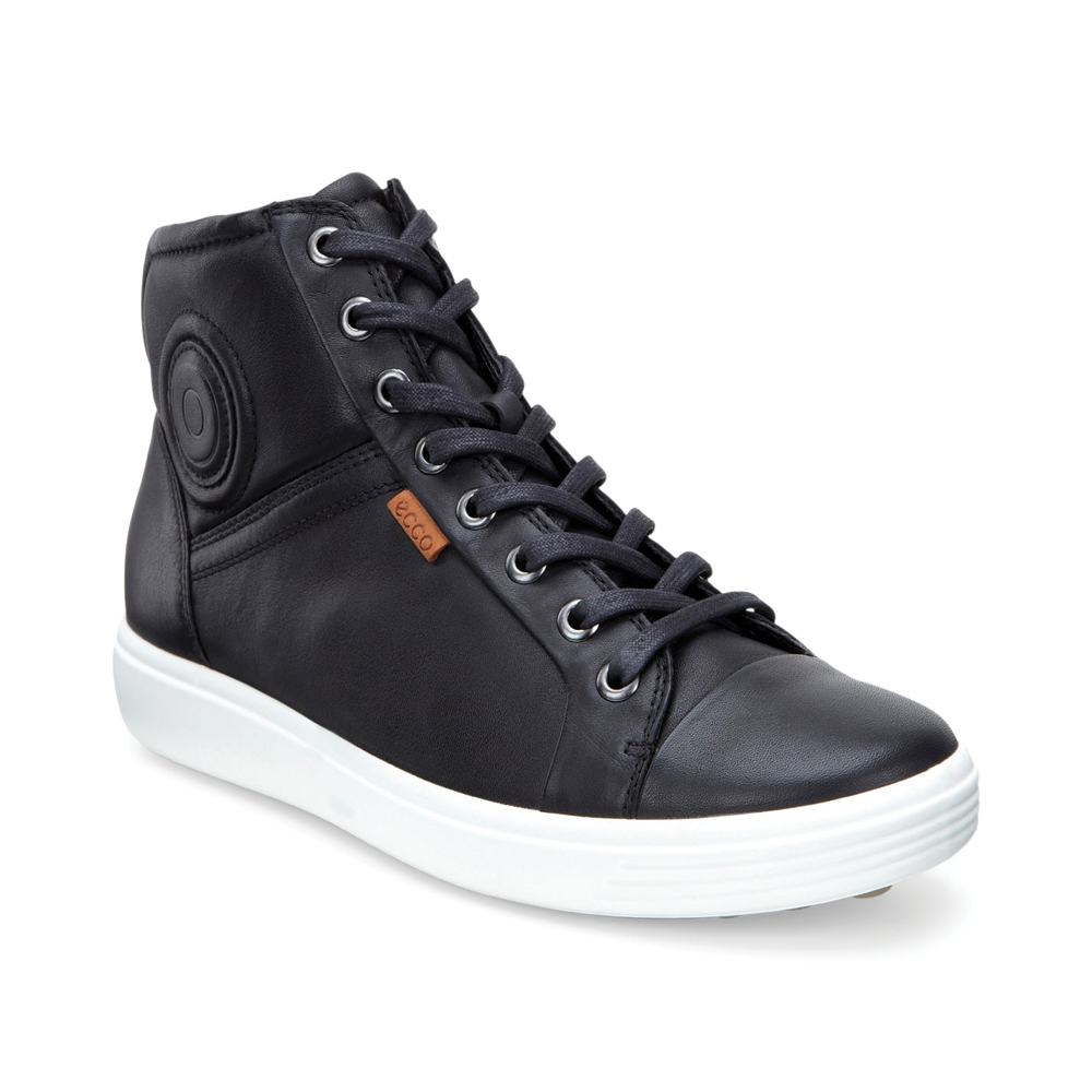 Women's Ecco Soft 7 High-Top Sneaker Color: Black