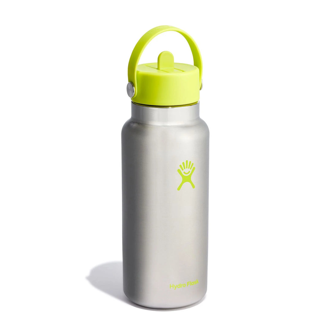 Hydro Flask 32oz Wide Mouth with Flex Straw Cap Color: Stainless Lime 2