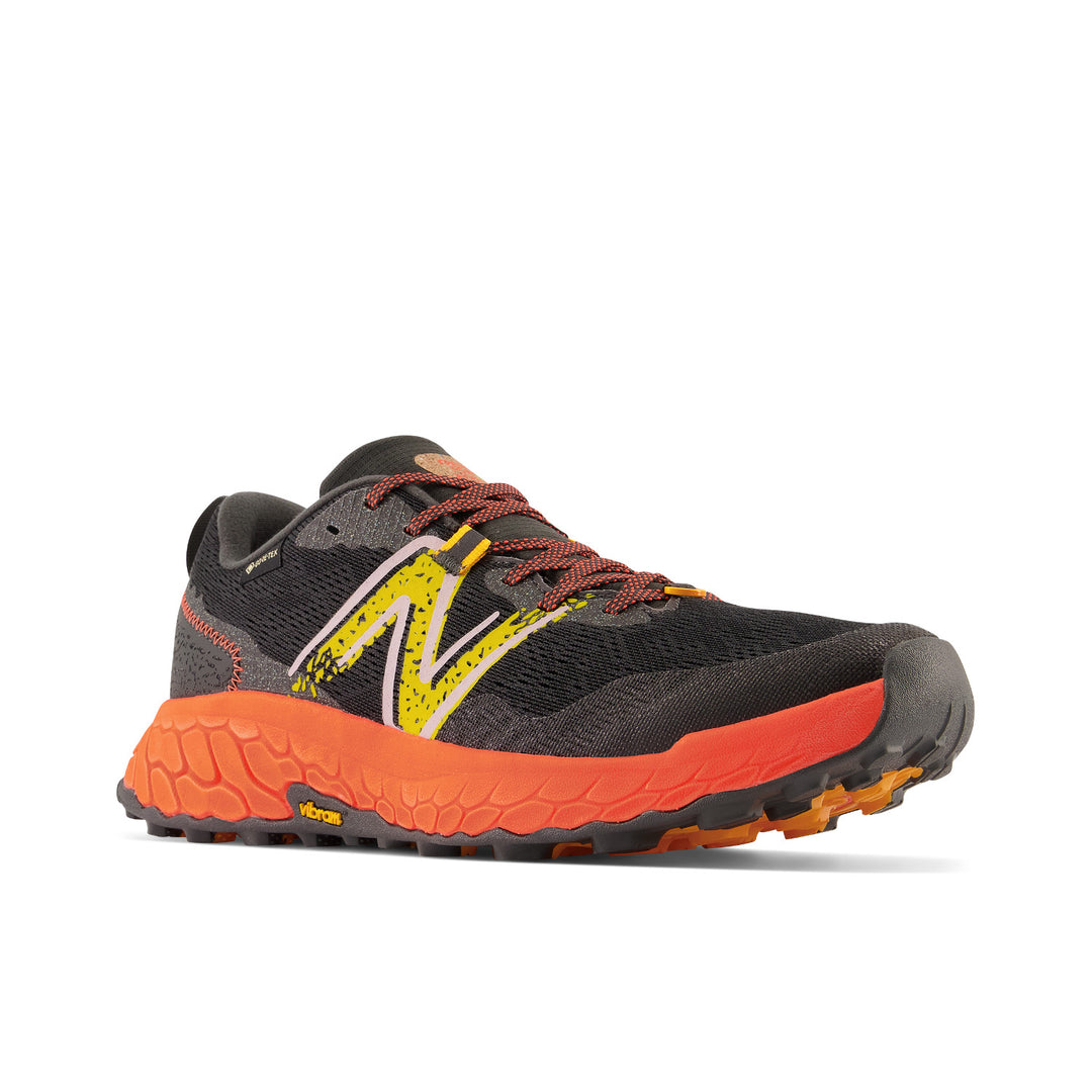 Men's New Balance Fresh Foam X Hierro v7 GTX Color: Blacktop with Neon Dragonfly and Hot Marigold