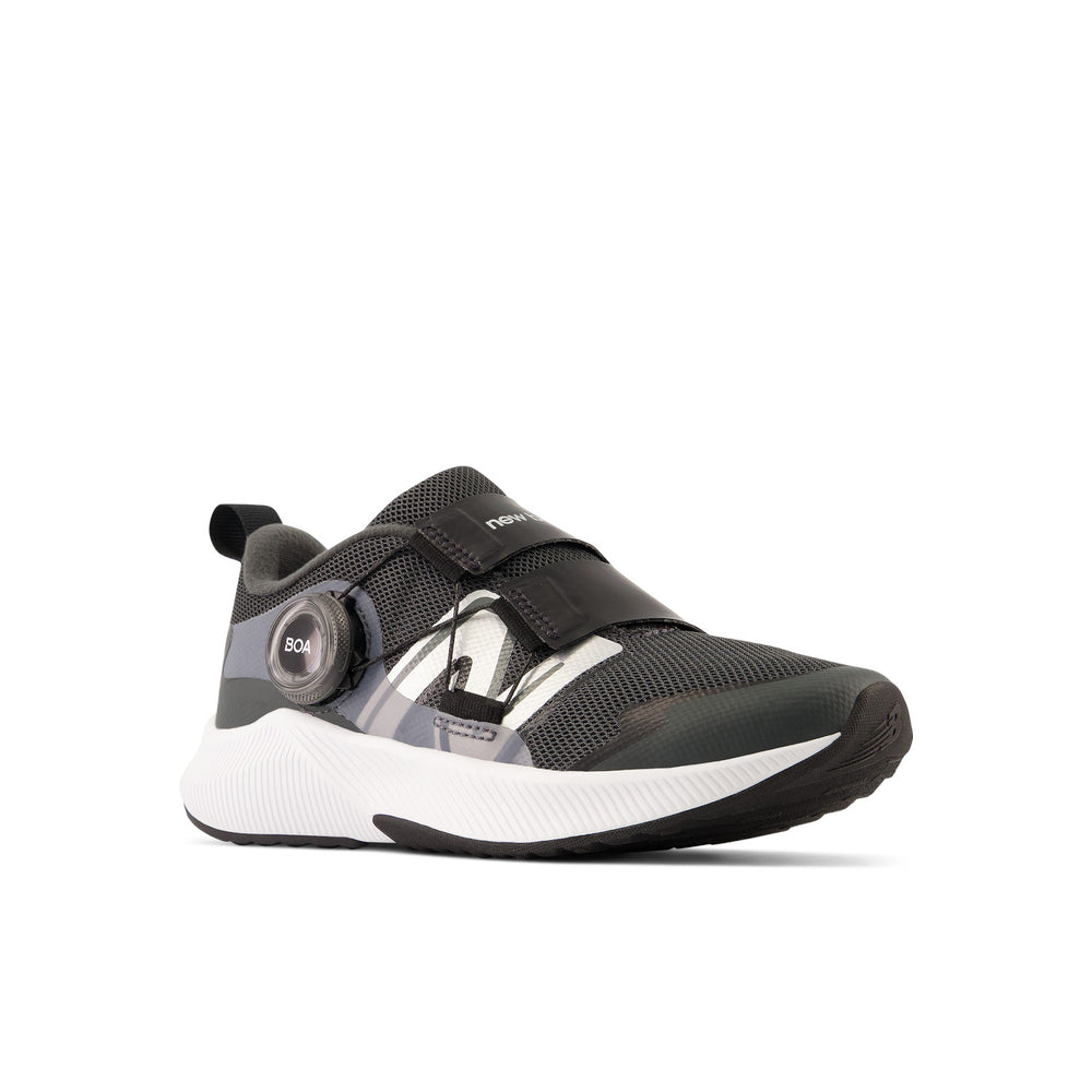 Little Kid's New Balance DynaSoft Reveal v4 BOA Color: Blacktop with Black and Silver Metallic