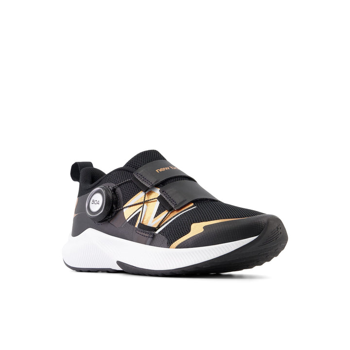 Little Kid's New Balance DynaSoft Reveal v4 BOA Color: Black with Copper Metallic & Silver Metallic