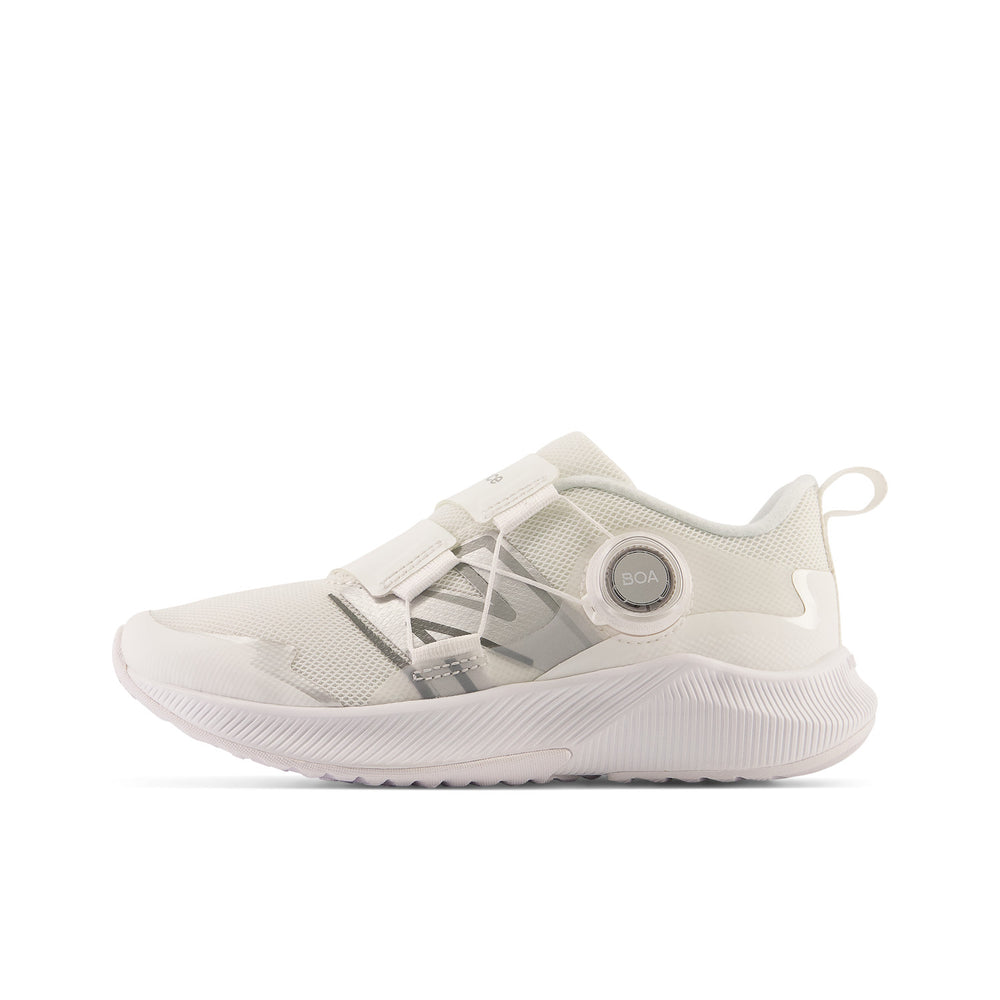 Little Kid's New Balance DynaSoft Reveal v4 BOA Color: White with Silver Metallic & Iridescent 
