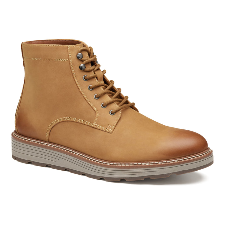 Men's Johnston & Murphy Upton Lug Plain Toe Boot Color: Light Tan (WATERPROOF) 1