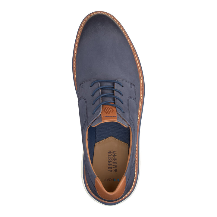 Men's Johnston & Murphy Braydon Plain Toe Color: Navy Oiled Nubuck 4