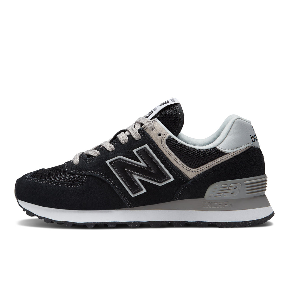 Women's New Balance 574 Core Color: Black with White  2