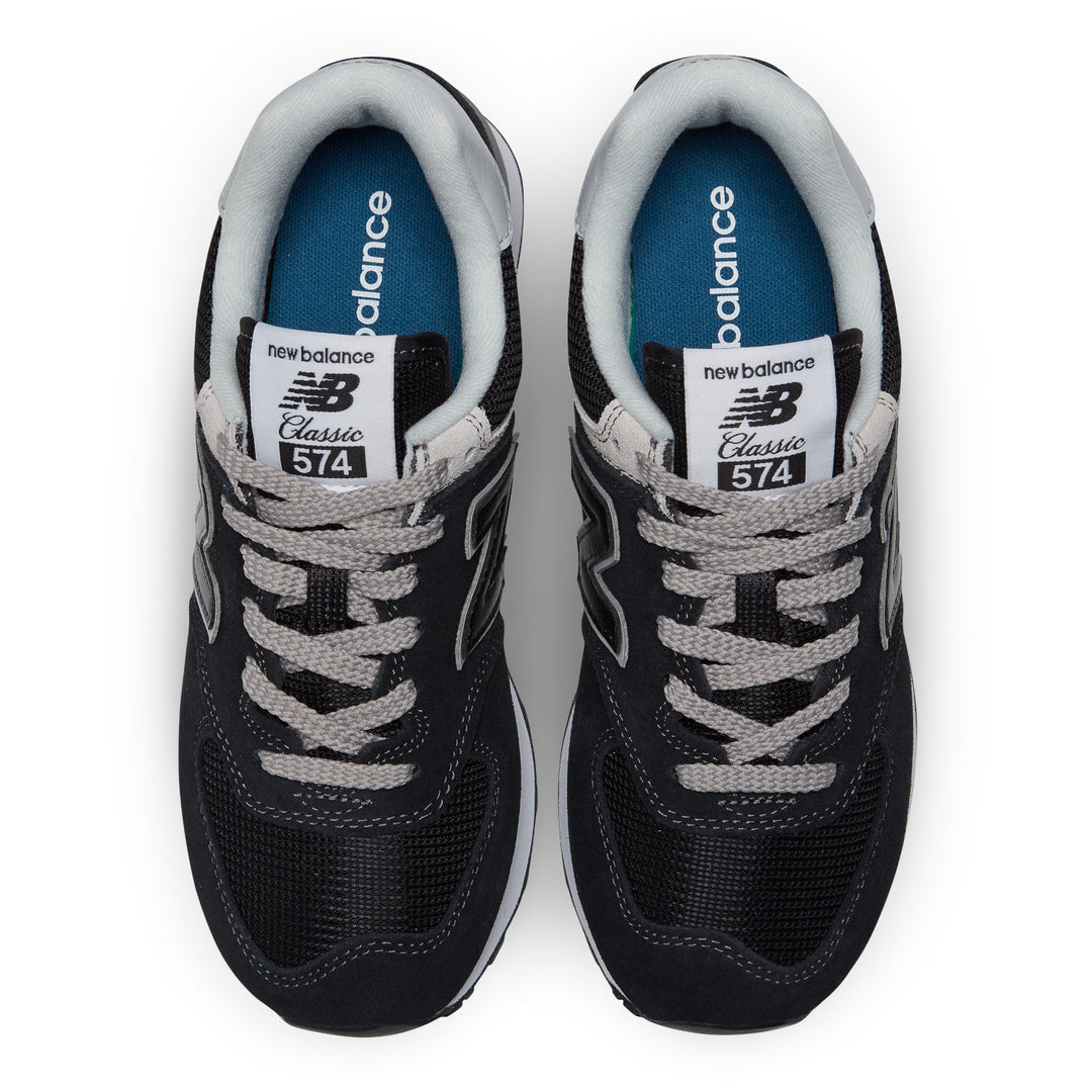 Women's New Balance 574 Core Color: Black with White  6