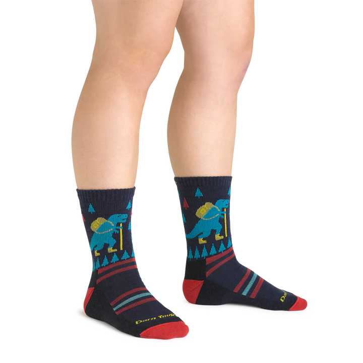 Kid's Darn Tough Ty-Ranger-Saurus Micro Crew Lightweight Hiking Sock Color: Eclipse