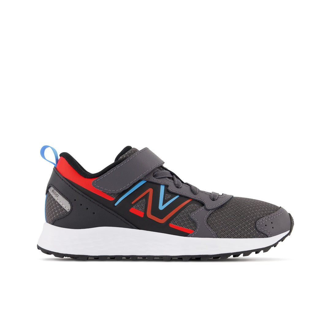 Big & Little Kid's New Balance Fresh Foam 650 Bungee Lace with Top Strap Color: Magnet with Neo Flame 1