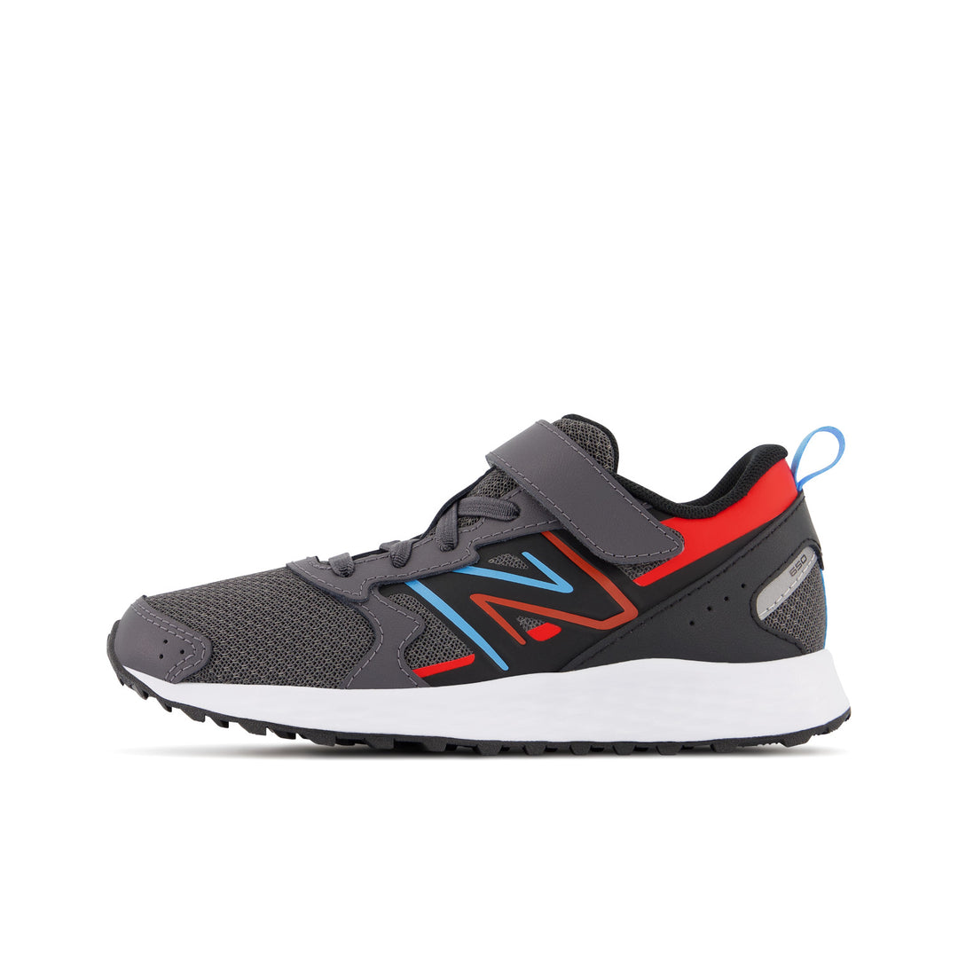 Big & Little Kid's New Balance Fresh Foam 650 Bungee Lace with Top Strap Color: Magnet with Neo Flame  6