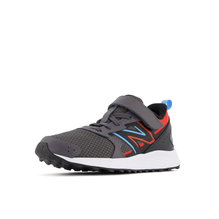 Big & Little Kid's New Balance Fresh Foam 650 Bungee Lace with Top Strap Color: Magnet with Neo Flame  7