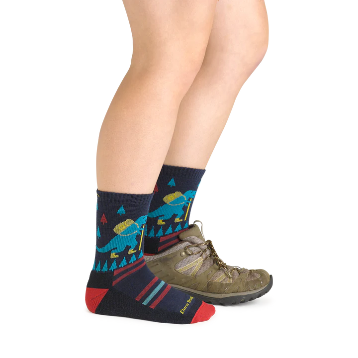 Kid's Darn Tough Ty-Ranger-Saurus Micro Crew Lightweight Hiking Sock Color: Eclipse