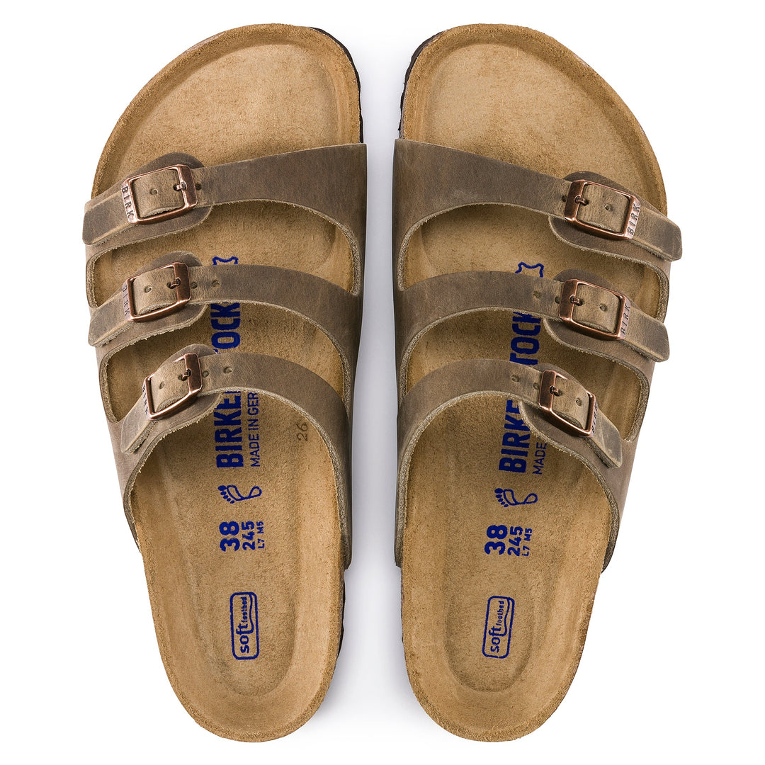 Women's Birkenstock Florida Soft Footbed Oiled Leather Color: Tobacco Brown
