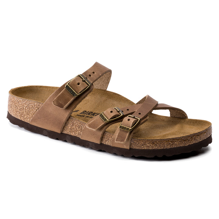 Women's Birkenstock Franca Oiled Leather Color: Tobacco Brown