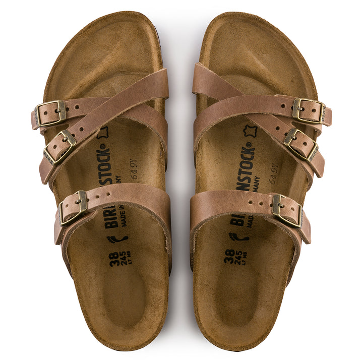 Women's Birkenstock Franca Oiled Leather Color: Tobacco Brown