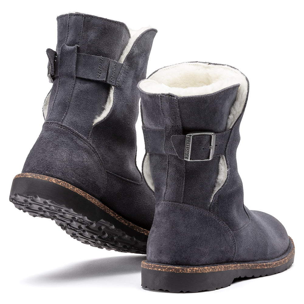 Women's Birkenstock Uppsala Shearling Suede Leather Color: Graphite 