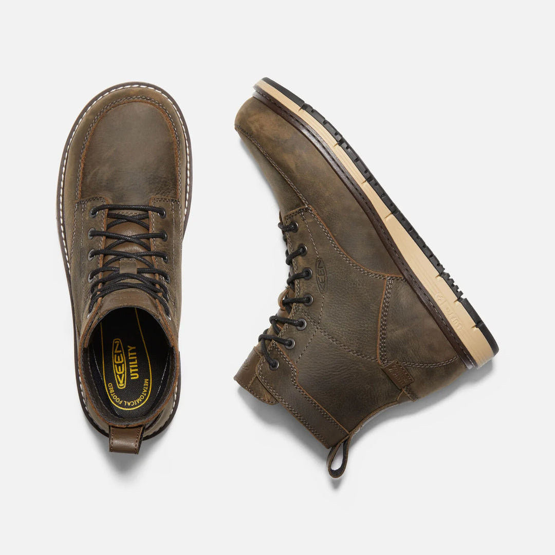 Men's Keen Utility San Jose 6" Waterproof Boot Color: Cascade Brown / Black (Aluminum Toe)