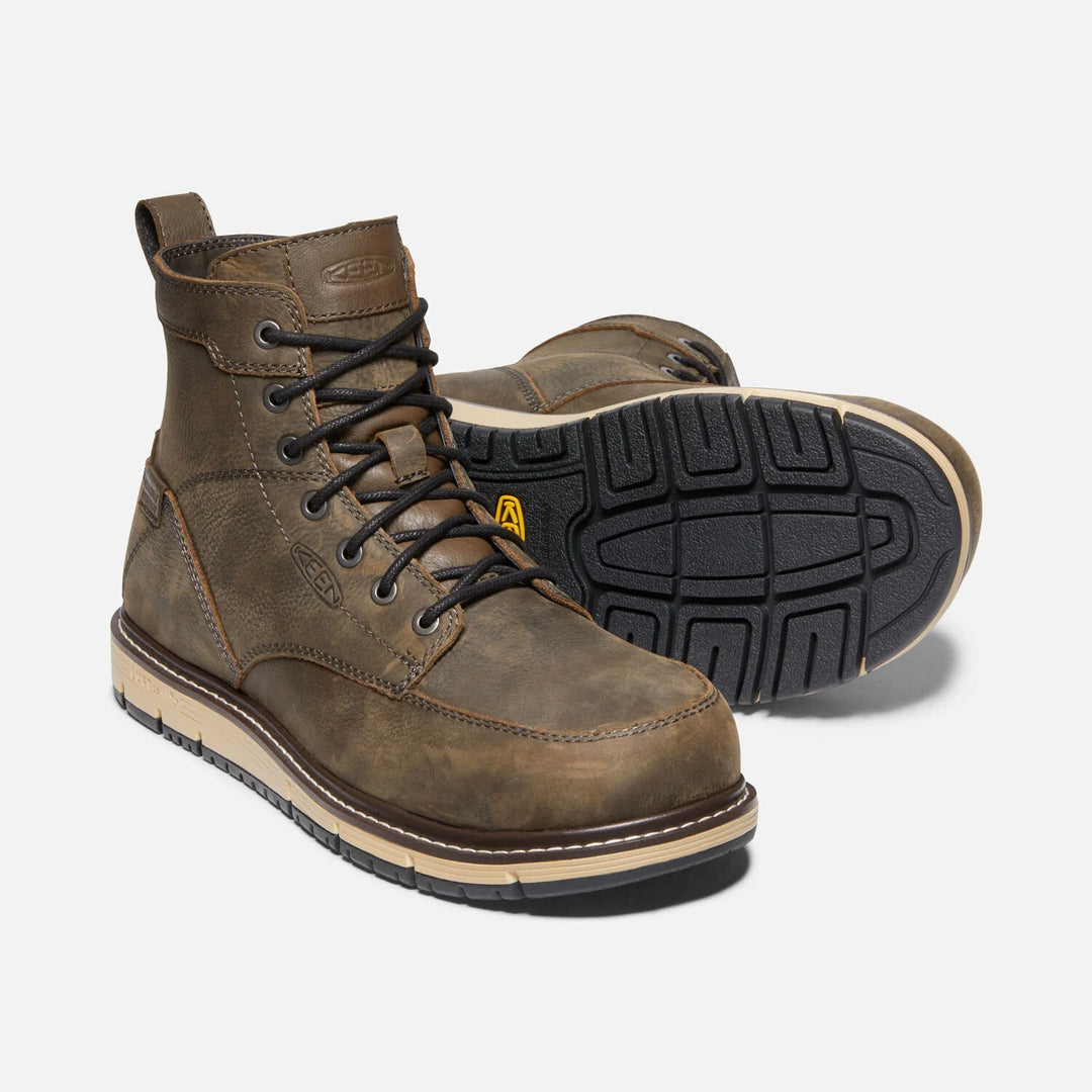 Men's Keen Utility San Jose 6" Waterproof Boot Color: Cascade Brown / Black (Aluminum Toe)