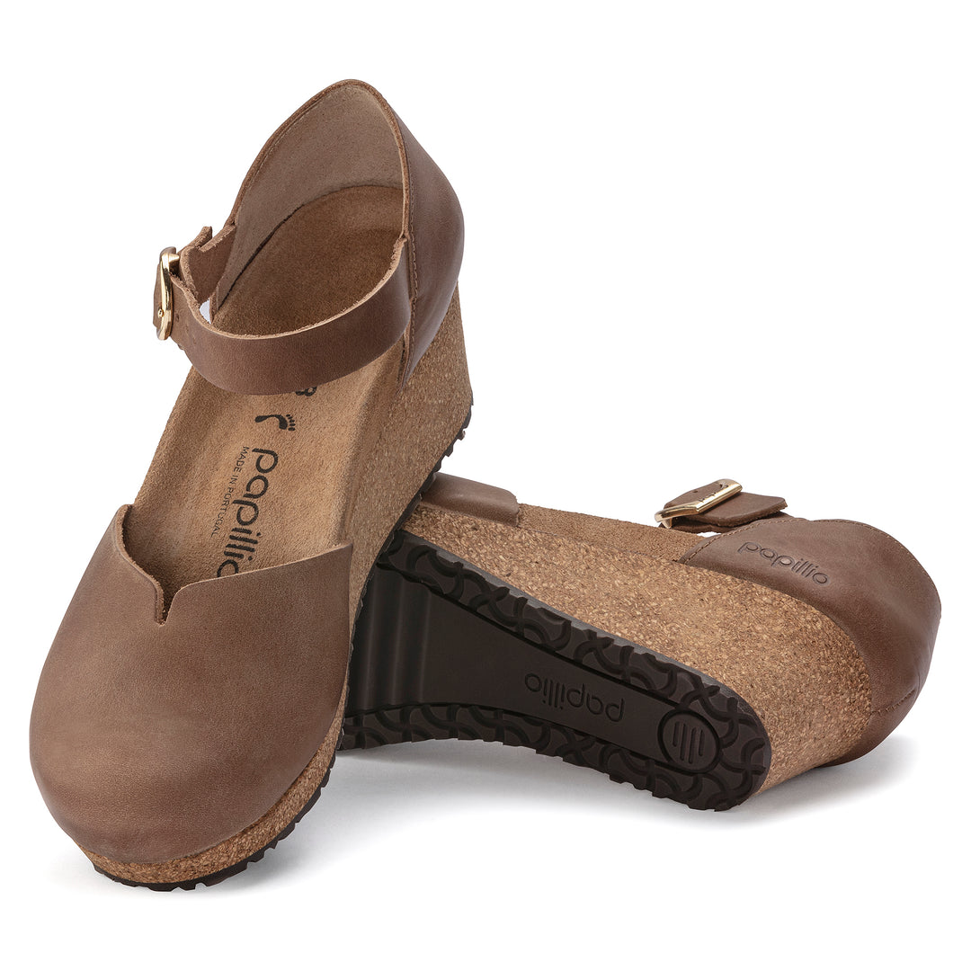 Women's Birkenstock Papillio Mary Ring-Buckle Oiled Leather Color: Cognac 