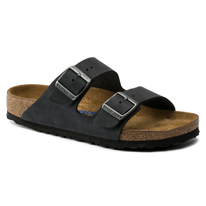 Women's Birkenstock Arizona Soft Footbed Oiled Leather Color: Black 