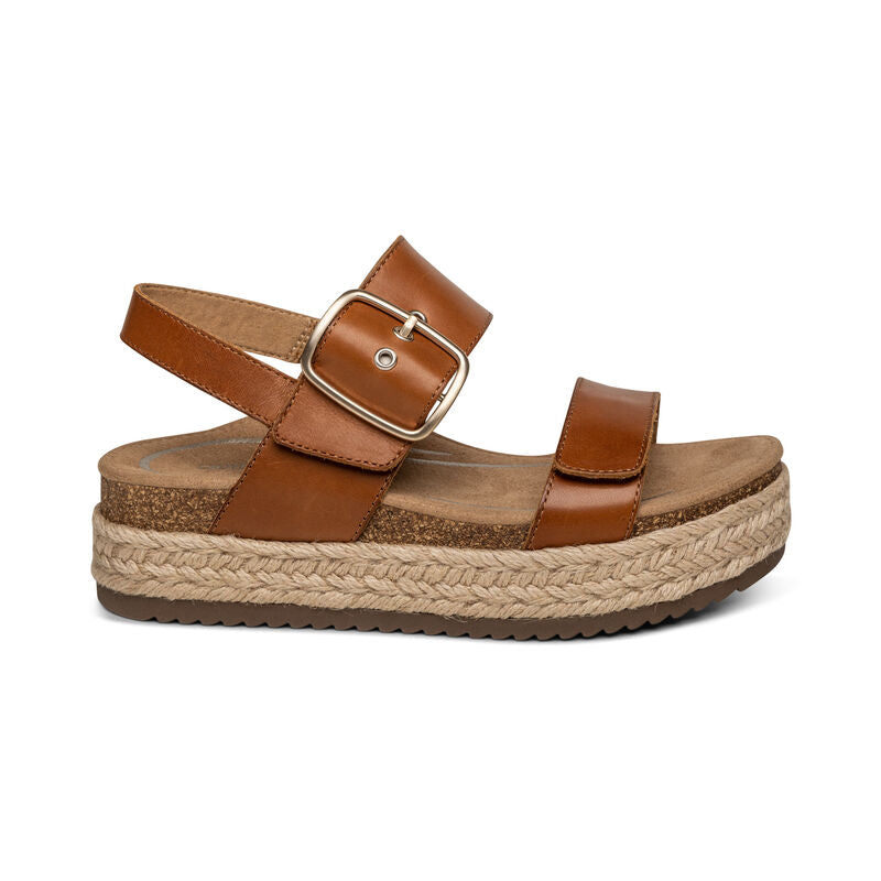 Women's Aetrex Vania Arch Support Platform Sandal Color: Cognac