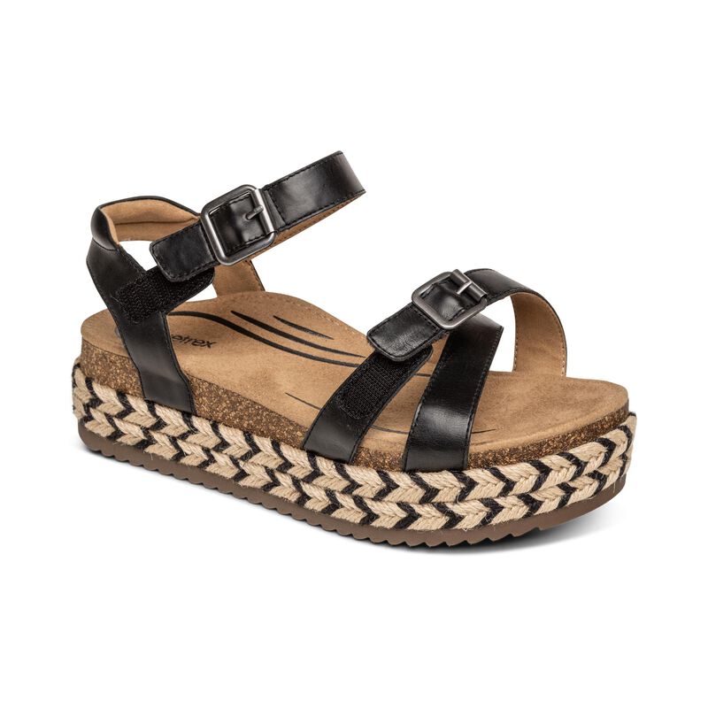 Women's Aetrex Paula Platform Sandal Color: Black 