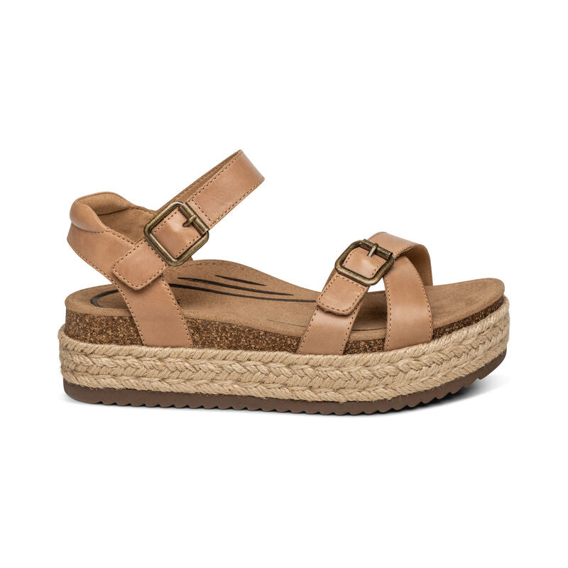 Women's Aetrex Paula Platform Sandal Color: Camel