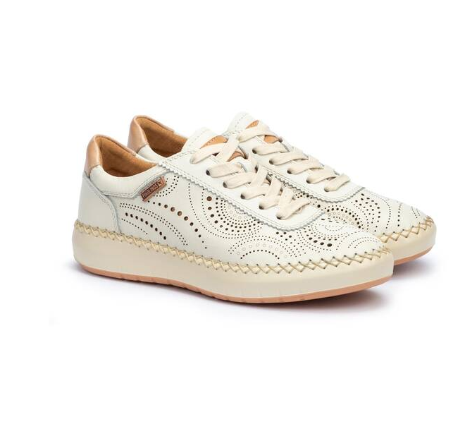 Women's Pikolinos Mesina Punched Leather Sneaker Color: Nata