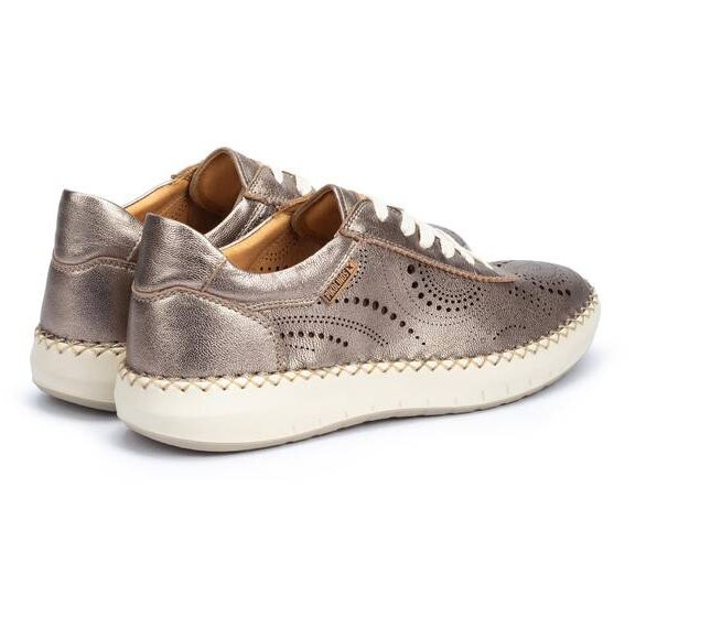 Women's Pikolinos Mesina Punched Leather Sneaker Color: Stone