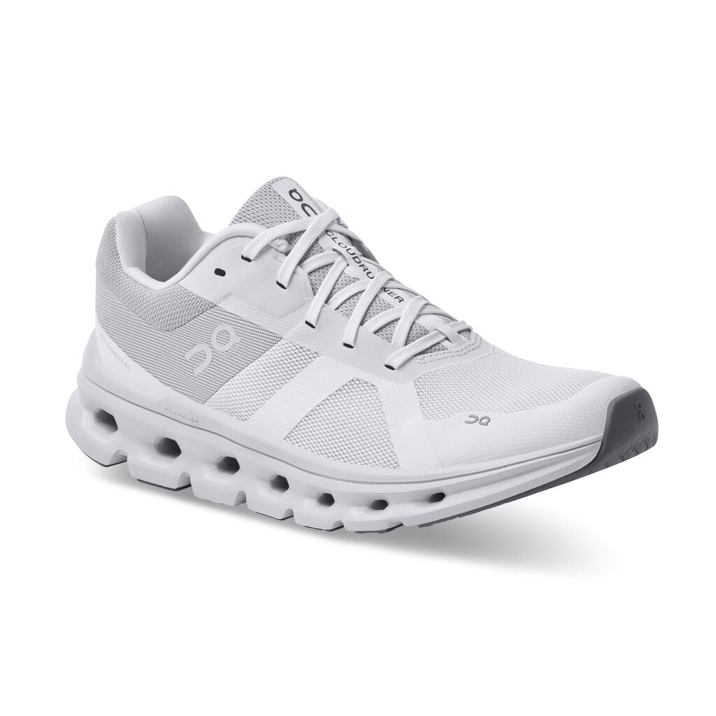 Women's On-Running Cloudrunner Color: White/Frost (WIDE WIDTH)