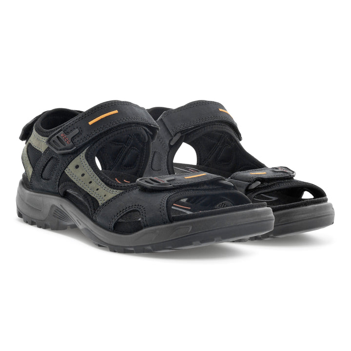 Men's Ecco Yucatan Sandal Color: Black/Mole/Black