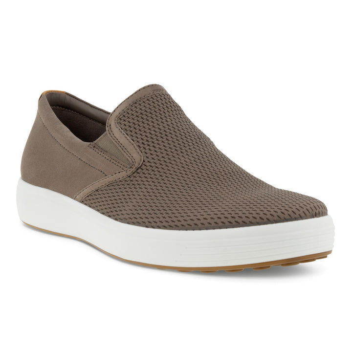 Men's Ecco Soft 7 Slip On Leather Sneakers Color: Taupe/Taupe/Lion