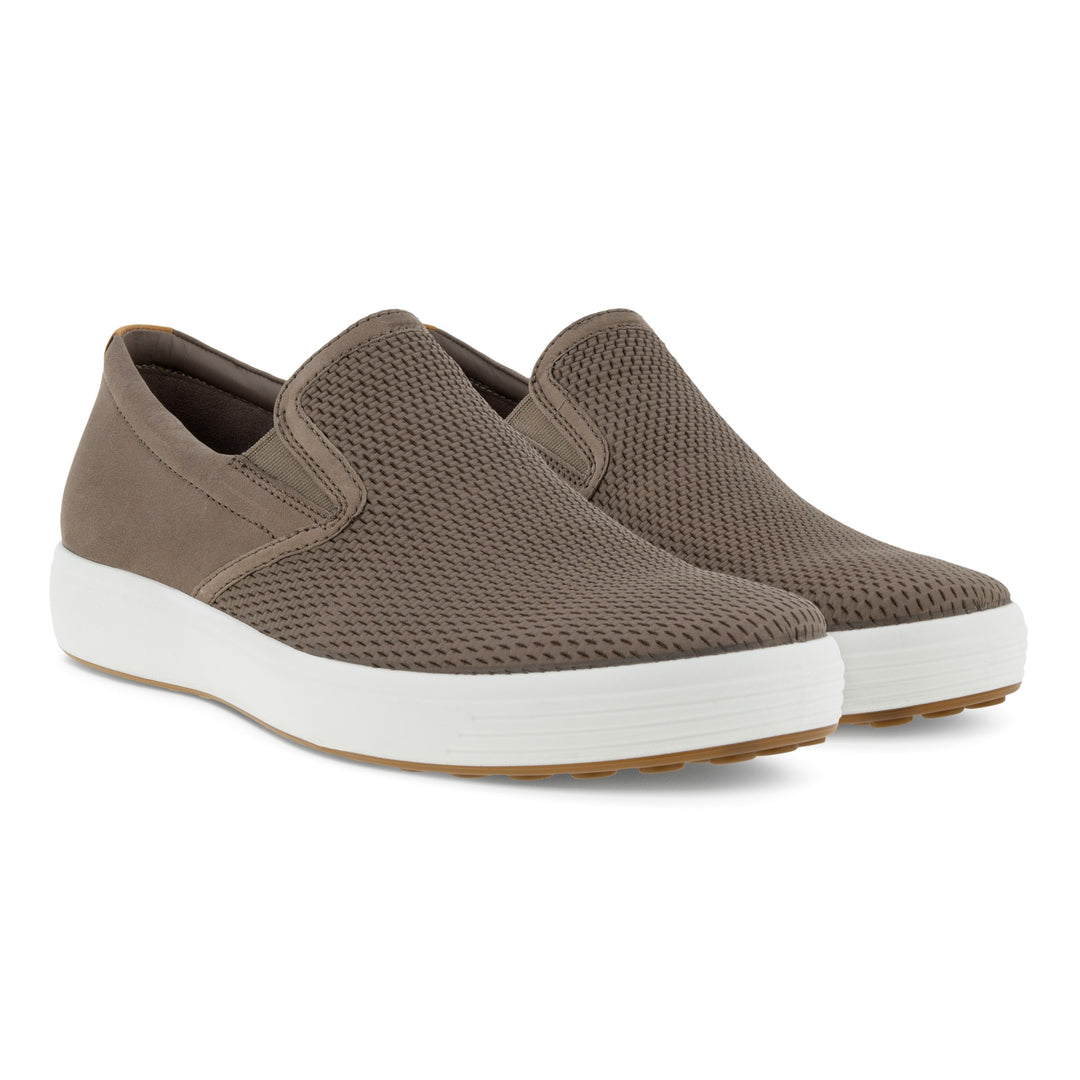 Men's Ecco Soft 7 Slip On Leather Sneakers Color: Taupe/Taupe/Lion